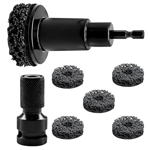 Wheel Bolt and Hub Grinder with 5 Spacers, Wheel Hub Cleaning Tool, Quick Rust Removal for Wheel Bolts and Rotors. Suitable for Drills or 1/2 Inch Impact Bolt