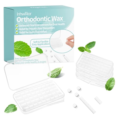 InhwRior Orthodontic Wax Pre-Cut for Easy Use Scientific Dosage Each Piece Covers Braces Braces Quickly Relieves Braces Discomfort (4) 4