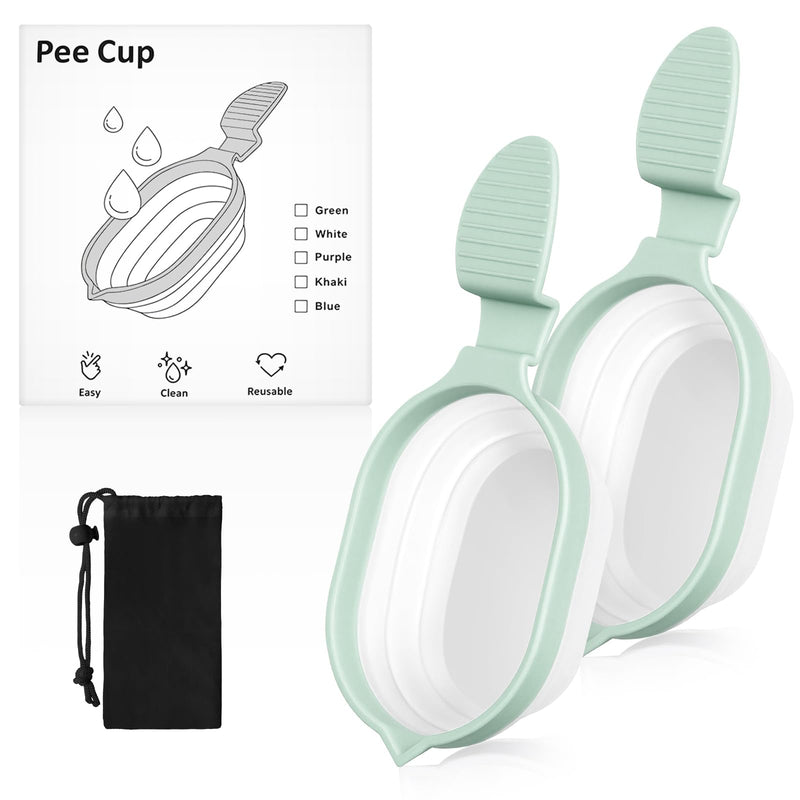 Reusable Urine Cup, 2 Pieces Collapsible Urine Catcher Cup, 50ml Sample Cup Sample Container, Easy to Use and Clean Green - 2 Pcs
