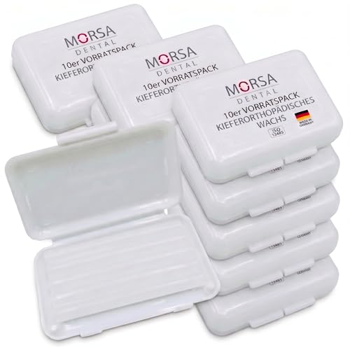MORSA Dental Braces Wax Set of 10 - 10 Cans of 5 Strips | Orthodontic wax | Dental Wax Transparent | 125 Years of Expertise | ISO 13485 | Toxicity Tested | Made in Germany 10x cans