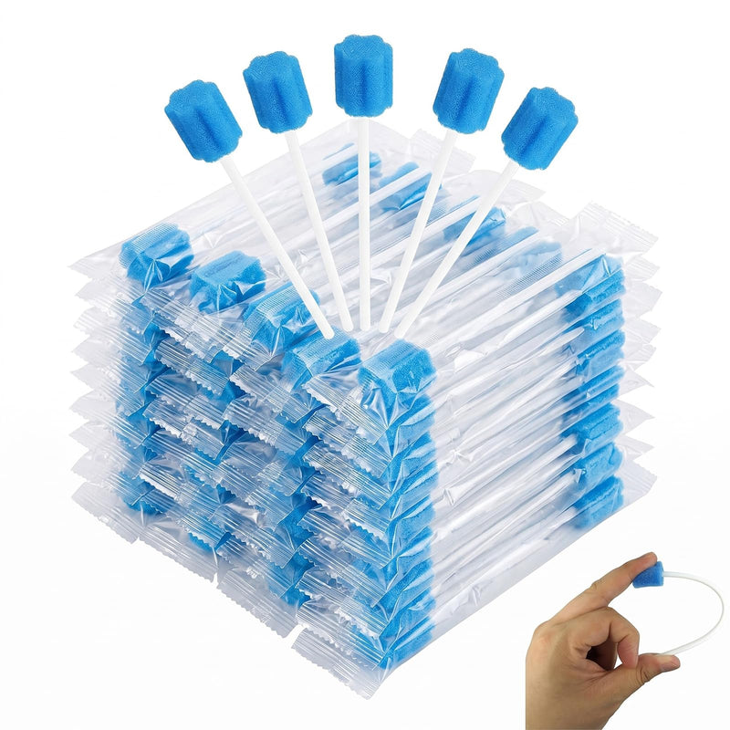 Pack of 50 Sterile Oral Care Sticks, Blue Flower Shape Mouth Sponges, Individually Packed Mouth Cleaning Sticks, Odorless for Bedridden Seniors & Infants Oral Hygiene multicolored