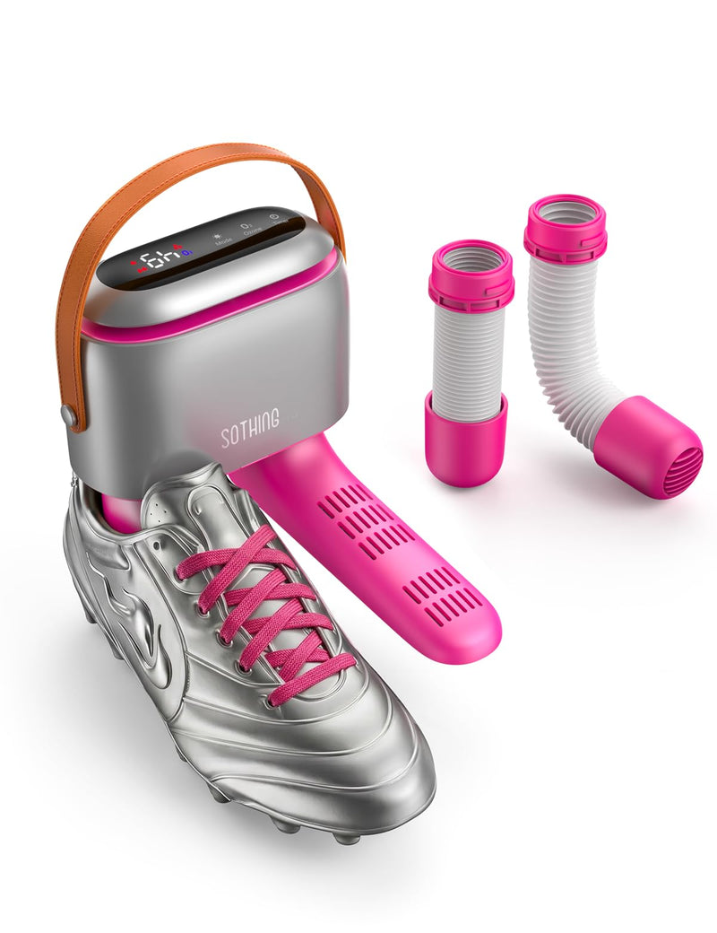 SOTHING Electric Ozone Shoe Dryer for Football Boots | 360° airflow football boots, flex tubes, ski boots, ozone odor mode, 3 levels, 1-9 H timer, includes storage bag