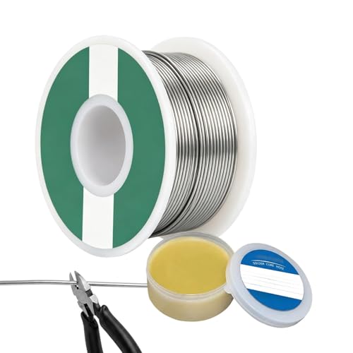 Solder with Flux Set, 100 g, 1 mm Solder and 35 g Rosin Flux, Solder Lead for Electronics Work and Soldering, Practical Soldering Set for Hobby and Professional Use