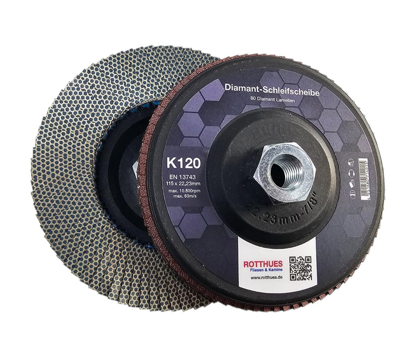 Diamond Grinding Wheel K120 | Slat Disc (80 Diamond Blades) - for Tiles, Ceramics, Natural Stone, Porcelain Stoneware, Concrete 120 grit