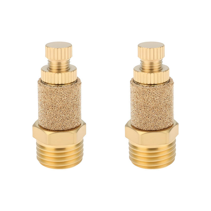 Pack of 2 Air Silencers for Pneumatic Valves 1/4 Inch NPT Brass Compatible with Pneumatic Applications