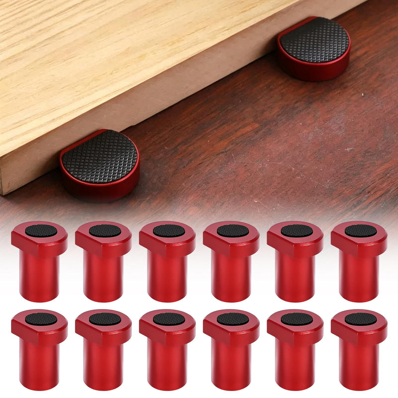 Pack of 12 Bench Hooks 20 mm, Aluminium Alloy Bench Dog Clamp, Bench Dog, Woodworking Table Clamping Jaws, Planer Bench Workbench Accessories for 20 mm Dog Hole (Red)