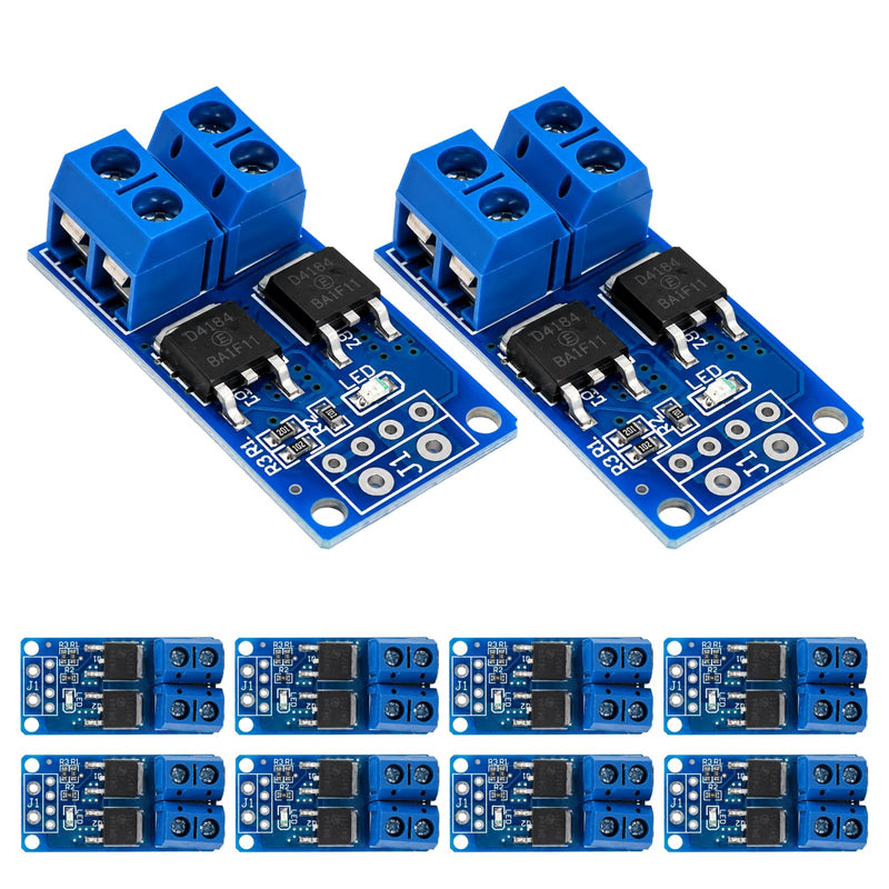 Mosfet Module DC 5V-36V 400W 15A (max. 30A), IRLZ44N MOSFET Dual Driver PWM 0-20KHz, Mosfet Set Transistor Switch for Ar-duino and Microcontroller DIY Electronics Projects Pack of 10