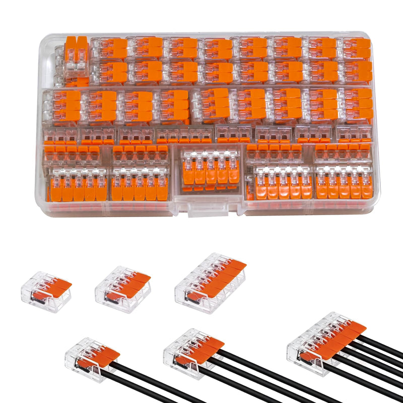 75 Pieces Cable Connector Set, 2/3/4/5 Pin Cable Clamps Electric Terminals, 12-24 AWG Connection Terminals Set, Current Clamps for Fixed & Flexible Cable Connectors, 2-5 Conductors
