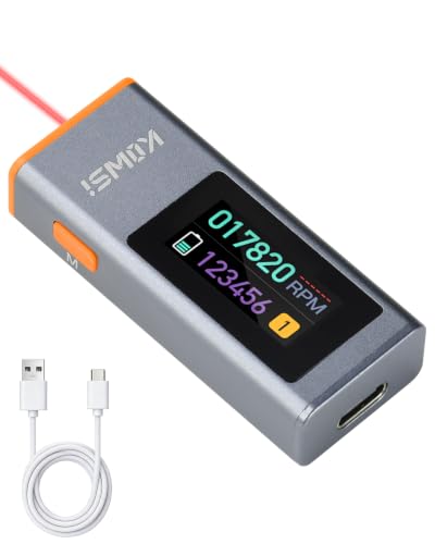 Digital Tachometer, Non-Contact Laser Speedometer RPM 300-200,000 rpm, TFT Color Display, 110 mAH Battery with USB-C Power Supply, 9 Records Storable, 0.8 s Response