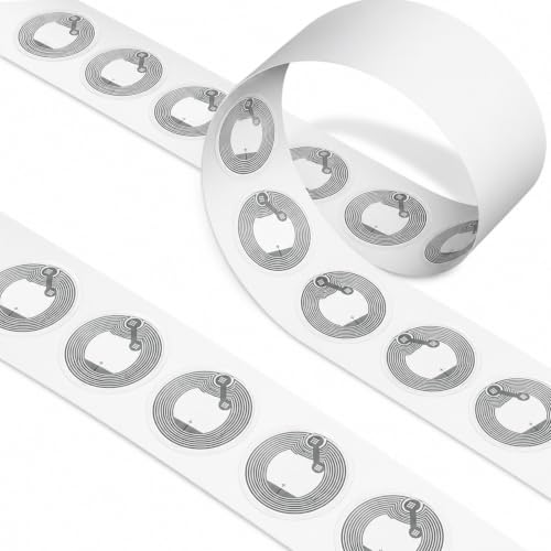 Pack of 50 NTAG215 NFC Tag Stickers Transparent - RFID Sticker 25 mm NFC Chip Compatible with iPhone Shortcuts iOS App HomeKit & Android Smartphone Apps | NFC215 Rewritable