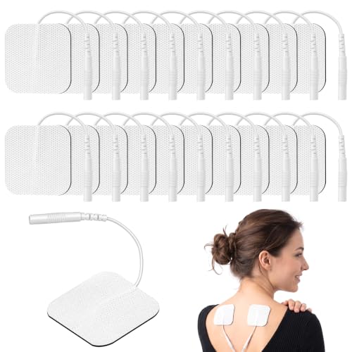 Pack of 20 Electrode Pads, 5 x 5 cm Reusable Self-Adhesive Electrode | For TENS device and EMS trainer, improved self-adhesive performance and non-irritating design