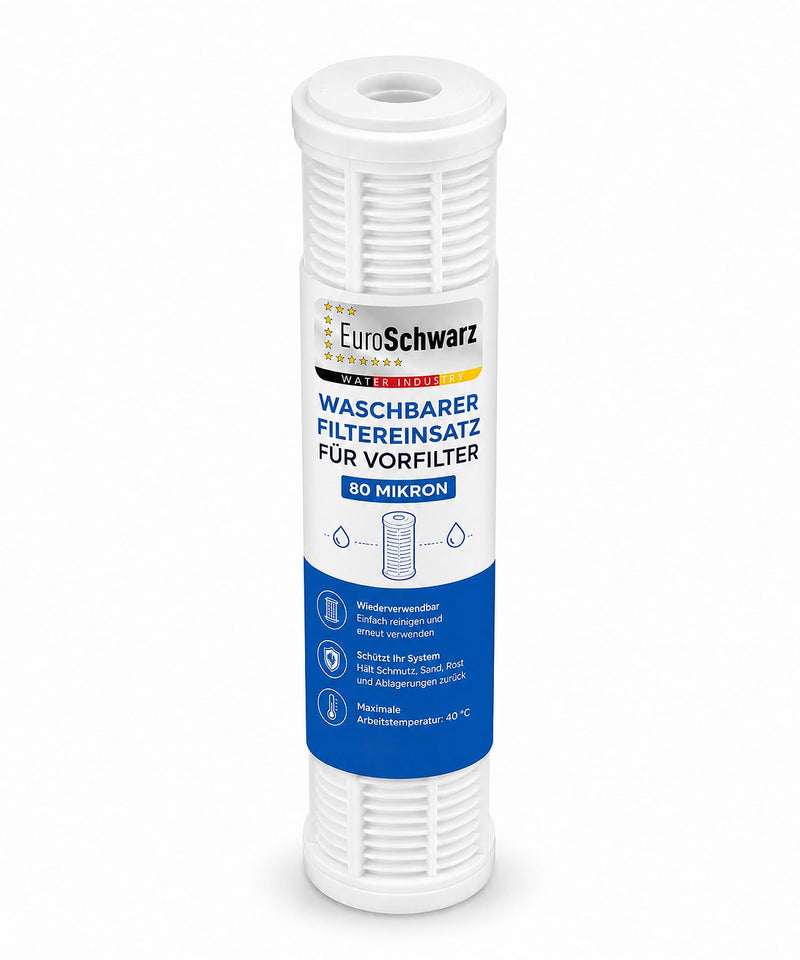 Washable Filter Insert for Pre Filter 20 Inch 80 Micron | Reusable filter cartridge for filter housings, against sand, rust, dirt and sediment, up to 40 °C 20 inches 1