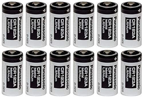 Panasonic CR123A-12PK Lithium 3V Photo Lithium Battery, 0.67" Diameter x 1.36" H (17.0 mm x 34.5 mm), Black/Gold/Blue (Pack of 12)