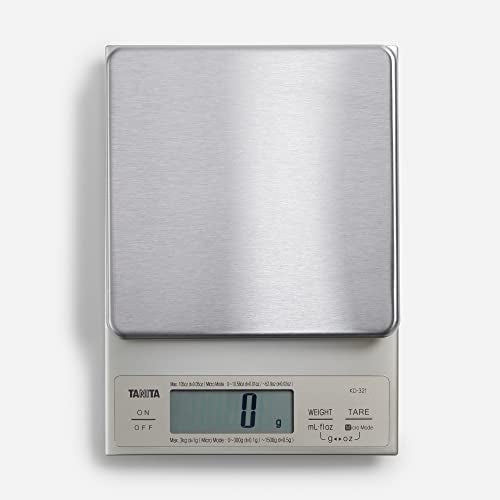 TANITA KD-321 Digital Kitchen Scales – Stainless Steel Food Weighing Scales, 3kg Precision Food Scale, Kitchen Scales Digital for Cooking & Baking, Silver