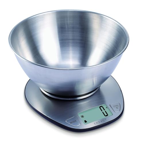 Exzact Digital Kitchen Scale with Stainless Steel Mixing Bowl, 5kg Ex4350