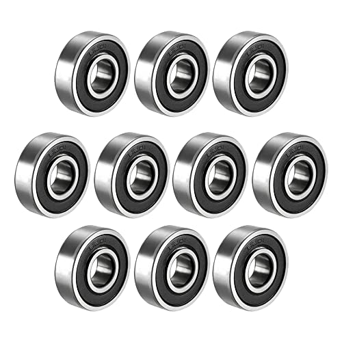 sourcing map 6201-2RS Ball Bearing 12mm x 32mm x 10mm Double Sealed 180201