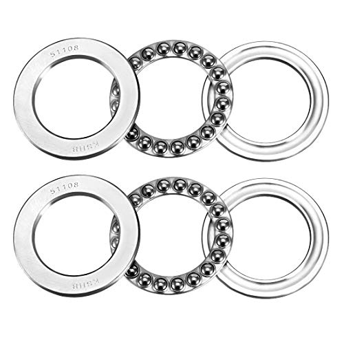sourcing map 51108 Thrust Ball Bearings 40mm x 60mm x 13mm Chrome Steel ABEC3 Single Row Roller 2pcs 40mmx60mmx13mm