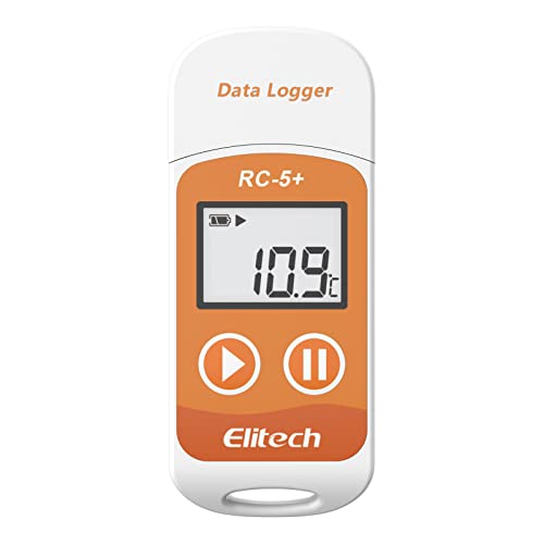 Elitech Temperature Data Logger RC-5, Reusable Temperature Data Recorder USB 32000 Points, Software for Mac and PC with Calibration Certified (Orange) RC-5+ (Orange)