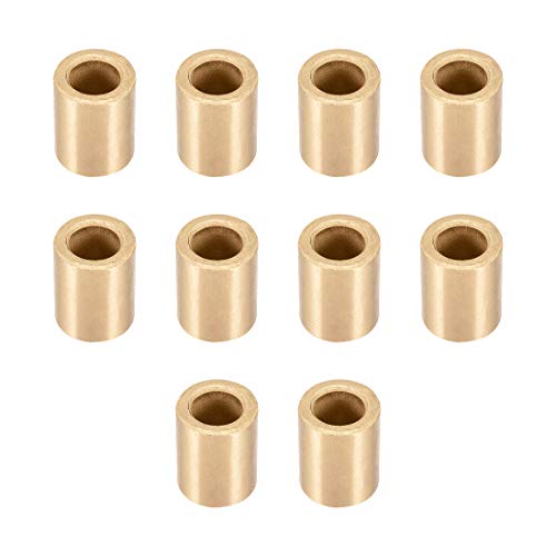 sourcing map Bearing Sleeve 10mm Bore x 16mm OD x 20mm Length Self-Lubricating Sintered Bronze Bushings 10pcs 10x16x20mm