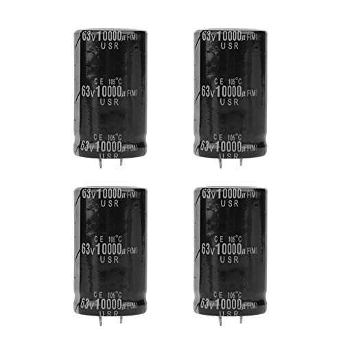Audio Electrolytic Capacitor 10000uF 63V Audio Amplifier Electronic Component, Pack of 4