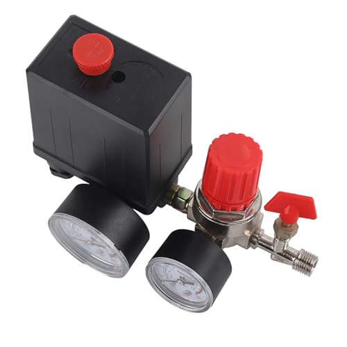 0.05-1.2Mpa 2-G1/4 Air Compressor Pressure Valve Switch Pressure Control Regulator with G1/8 Gauges for Fast Pressure Reduction