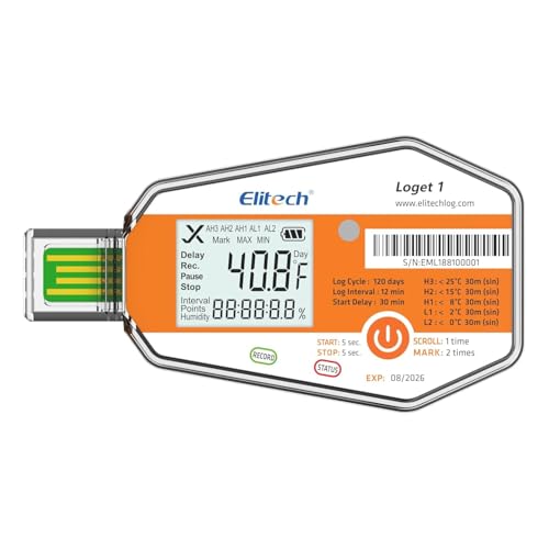 Elitech Temperature Data Logger Single Use Temperature Recorder PDF Report USB Temperature Logger 16000 Points WHO PQS LogEt1 1Pack LogEt1:Temp 1