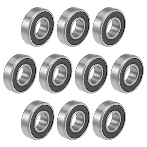sourcing map R8RS Deep Groove Ball Bearings Z2 1/2 X 1-1/8 X 5/16inch Double Sealed Carbon Steel 10pcs 10