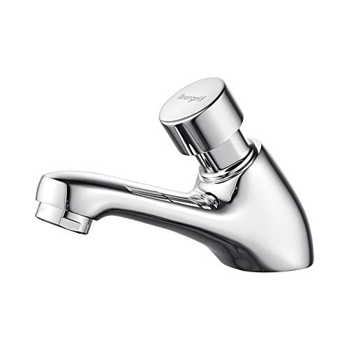 Ibergrif M21901 Chrome Self-Closing Basin Tap, 4–6 Second Timer