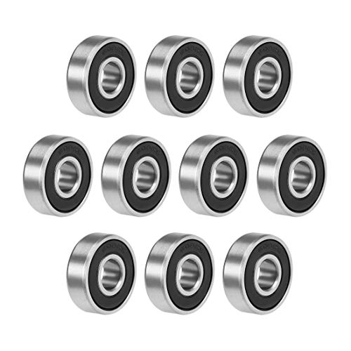 sourcing map 608-2RS Deep Groove Ball Bearings 8mm x 22mm x 7mm Double Sealed Chrome Steel Z2 10pcs 8x22x7mm