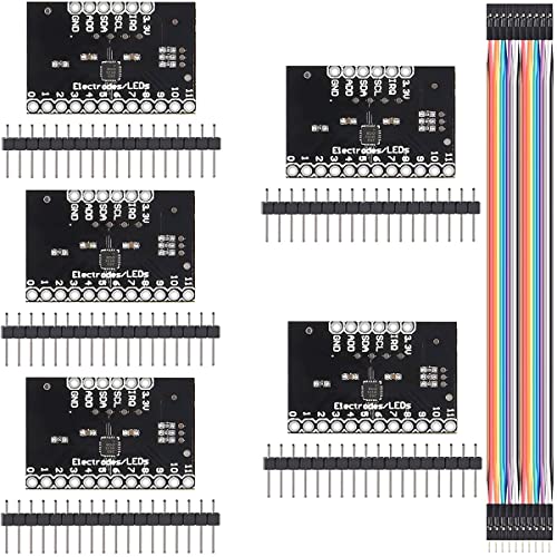 5 pcs MPR121 Breakout V12 Proximity Capacitive Touch Sensor Module Keyboard Touch Sensor Keyboard Development Board with pin header DuPont cable