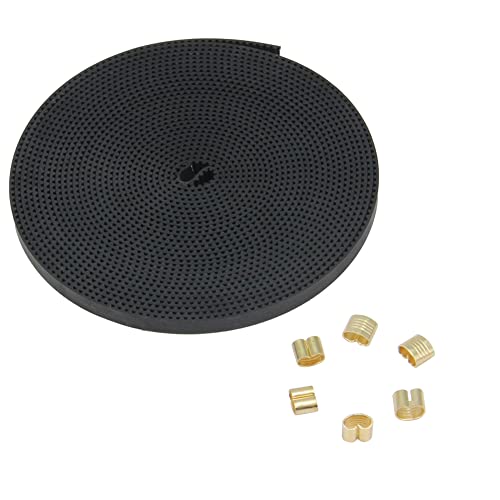 GT2 Black Open Timing Rubber X Y Axis Belt Length 5 Meters/16.4 Ft Width 6mm with 6PCS Copper Buckle for Ender 3 Ender 5 CR10 3D Printer (Open Belt- 5Meter) Open Belt- 5Meter