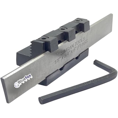 Lathe Adjustable Type Parting Cut Off Tool Holder 10mm Shank with 3/4" HSS Blade | Metal Lathe Machine | T Type Cut Off Quality | Steel Tool - Hardened and Precisely Ground Blade- 1/8"x3/4"x6" & Shank - 10mm(adjustable)