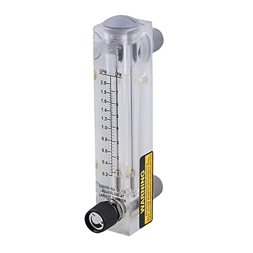 Panel Type Water Flow Meter, 0.5-5 GPM & 2-18 LPM Acrylic Liquid Flowmeter with Adjustable Knob for Water Industrial Equipment (1/2" External Thread, 1/4" Internal Thread)