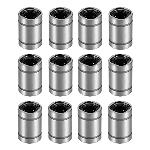 HiPicco Linear Ball Bearings, LM5UU 5mm Linear Motion Bushing Double Side Rubber Sealed Rod Liner Shaft Parts for CNC Machine 3D Printer 12 Pack