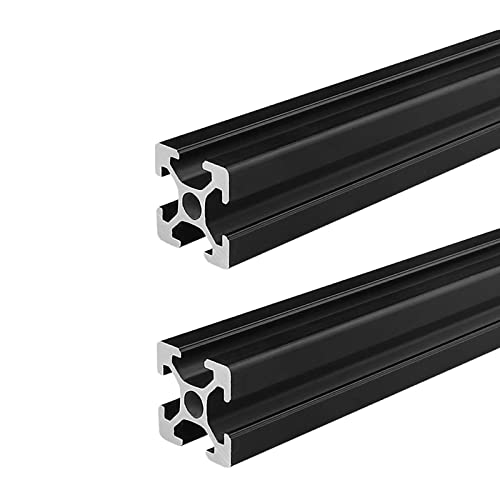 AluProfil 2020 Aluminium Profile 500 mm T Type Black Aluminium Profiles 20 x 20 European Standard Anodised Linear Rail Extrusion Pack of 2 for DIY 3D Printer and CNC L: 500mm 2-2020T Black