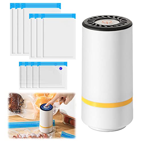 Portable Vacuum Sealer Set With 10 Vacuum Bags, Mini Bag Sealer Rechargeable Food Vacuum Pump Food Sealer Portable Mini Vacuum Sealers For Food Preservation Cooking