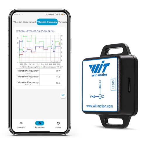 [BLE Vibration Sensor] WTVB01-BT50 Smart Vibration Module, 3-axis Vibration (Frequency+Displacement+Speed+Angle) Detector, Wireless Shock Motor Monitor