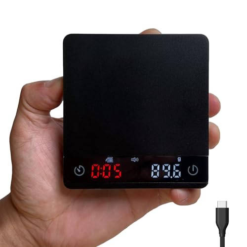 MiiCoffee Nano Pro Coffee Scale with Timer, Espresso Scale with Auto Tare, Aluminum Body, Touch Sensor and Silicone Cover Nano Pro (Black)