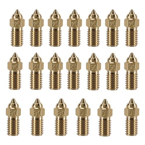 KOYOFEI 20PCS Brass Nozzle Kit for Neptune 4, 3D Printer Accessories 8PCS 0.4mm, 3PCS 0.2mm, 0.6mm, 0.8mm, 1.0mm Brass Nozzles Kit for Elegoo Neptune 4, Neptune 4 Pro Neptune 4 Brass Multi-Size