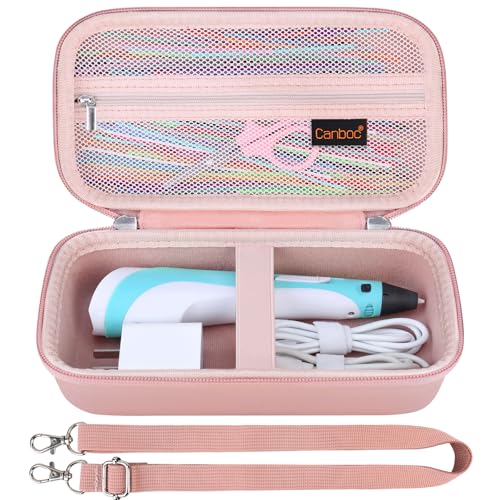 Canboc Carrying Case for SCRIB3D P1 3D Printing Pen, 3D Pen Box with Removable Shoulder Strap, Mesh Pocket fit Filament Refills, Charger, Rose Gold (Case Only) Rose Gold+Rose Gold