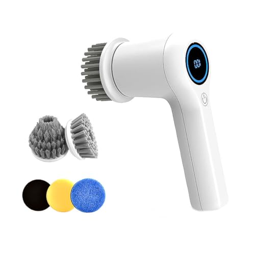 Electric Cleaning Brush with 5 Replaceable Brush Heads Handheld Power Scrubber for Bathtub, Floor, Wall, Tile, Toilet, Window, Sink
