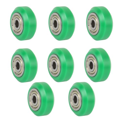 8pcs V Solid POM Wheels OD 24mm Rollers Gantry Pulley Double Bearings for Ender 3 V2 Neo,Ender 3 S1 / Pro, Ender 5 3D Printer, CNC machine, 2020 2040 C beam V slot Profiles Linear Rail (Green)