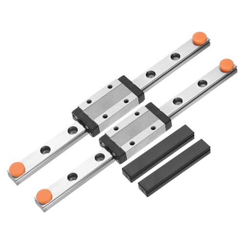 sourcing map 2pcs MGN9 150mm Linear Guide Rail with 2pcs MGN9H Sliding Carriage Block Bearing Steel and 2pcs Plastic Mini MGN12 Linear Guide for DIY 3D Printers and CNC Machine, Silver