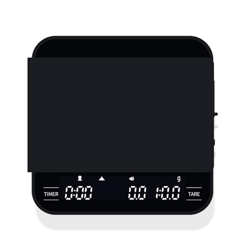Coffee Scales with Timer for Pour-Over Coffee, 4 Modes Coffee Scales for Espresso, Mirror Display, 0.1g High Precision, Touch Sensor, Rechargeable Kitchen Food Weighing Scales, Max 2kg, Black
