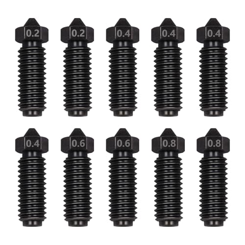 Hardened Nozzle Kit for Anycubic Kobra 3, 4PCS 0.4mm, 2PCS 0.2mm, 0.6mm, 0.8mm High Temperature Wear Resistance 1.75mm Hotend Hardened Steel Nozzles Kit for Kobra 3, Kobra 3 Combo