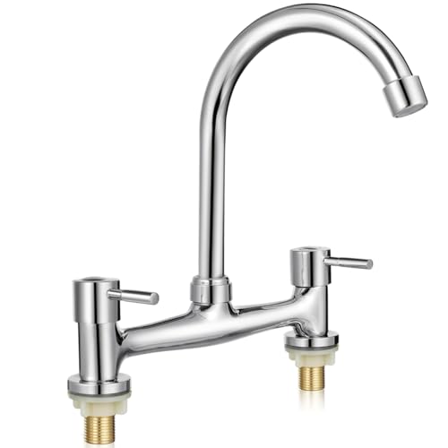 Kitchen Sink Dual Hole Hot and Cold Water Control Rotating Spout