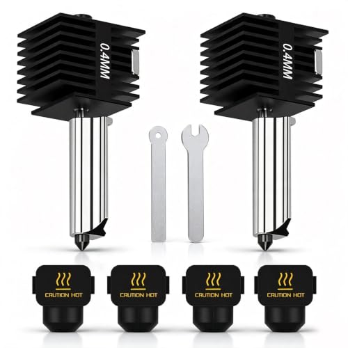 HzdaDeve 2-Pack A1 Mini/A1 Hotend Print Head Hot End Kit Extruder Upgrade High Temperature 0.4 mm Hardened Steel Nozzle Replacement with 4 Pieces Silicone Cover Sock for Bambu Laboratory 3D Printer 2 Pack A1/A1 Mini Hotend