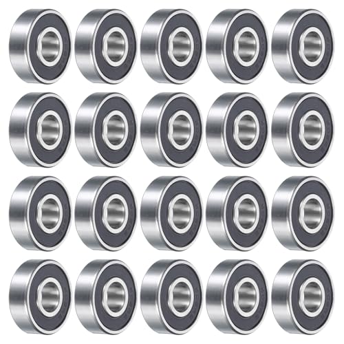 sourcing map 30pcs 608-2RS Miniature Deep Groove Ball Bearings 8x22x7mm Double Sealed Bearings for Electric Motor, Home Appliances, Garden Machinery Black 30