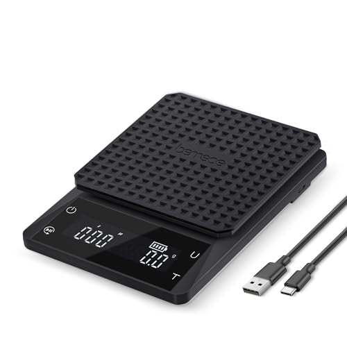 Bemece Digital Coffee Scale with Timer, 0.1g/3KG Precision,M-Gloss Black M Gloss Black