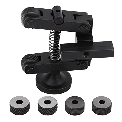 1 Pcs Mini Lathe Knurling Tool, Knurling Tool Hand Knurling Tool for Mini Carbon Steel CR15 Lathe Linear Knurl Tool Lathe Adjustable Shank with 4 Spare Knurling Wheels for Lathe